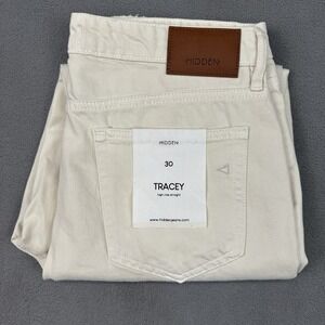 Hidden Tracey High-Rise Straight Leg Jeans in Off-White